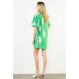 THML - Short Sleeve Embroidered Dress - Green