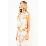 THML - Sleeveless Floral Top - Cream