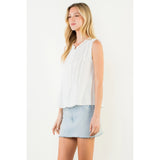 THML - Sleeveless Ruffle Detail Top - Cream