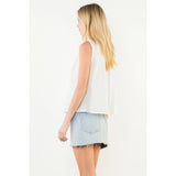 THML - Sleeveless Ruffle Detail Top - Cream