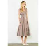 THML - Sleeveless Striped Zippered Dress - Brown