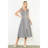THML - Sleeveless Striped Zippered Dress - Navy