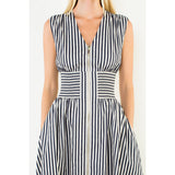 THML - Sleeveless Striped Zippered Dress - Navy