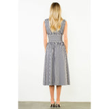 THML - Sleeveless Striped Zippered Dress - Navy