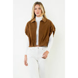 THML - Sleeveless Suede Zip Jacket - Camel