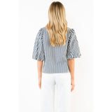 THML - Stripe Button Down Top - Blue