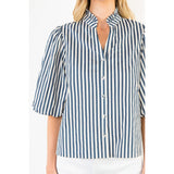 THML - Stripe Button Down Top - Blue