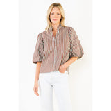 THML - Stripe Button Down Top - Brown