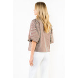 THML - Stripe Button Down Top - Brown