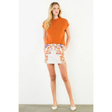 THML - Suede Embroidered Mini Skirt - Cream