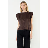 THML - Suede Sleeveless Top - Brown