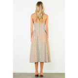 THML - Thin Strap Gingham Maxi Dress - Brown