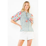 THML - Floral Print Embroidered Top - White
