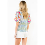 THML - Floral Print Embroidered Top - White