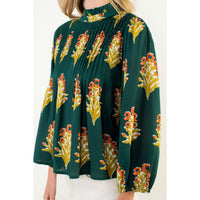 THML - Long Sleeve Floral Detail Top - Green