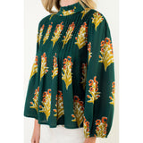 THML - Long Sleeve Floral Detail Top - Green