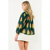 THML - Long Sleeve Floral Detail Top - Green