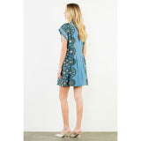 THML - Short Sleeve Distinctive Pattern Dress - Blue