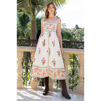 THML - Tie Strap Floral Print Dress - Cream
