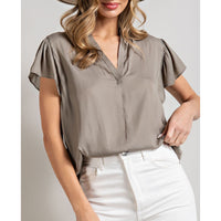 ee:some - V Neck Blouse - Cocoa