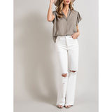 ee:some - V Neck Blouse - Cocoa