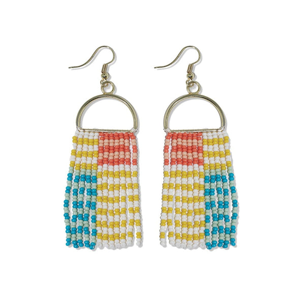 Ink + Alloy - Allison Horizontal Striped Grid Earrings - Amalfi