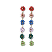 Ink + Alloy - Amanda Multi Color Flower Beaded Dangle Earrings - Rio