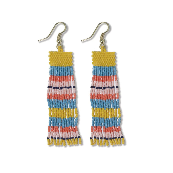 Ink + Alloy - Billie Mixed Horizontal Stripes Fringe Earrings - Amalfi