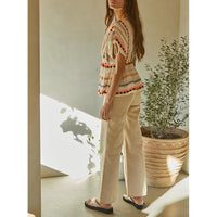 By Together - The Estella Woven Top - Ivory Coral