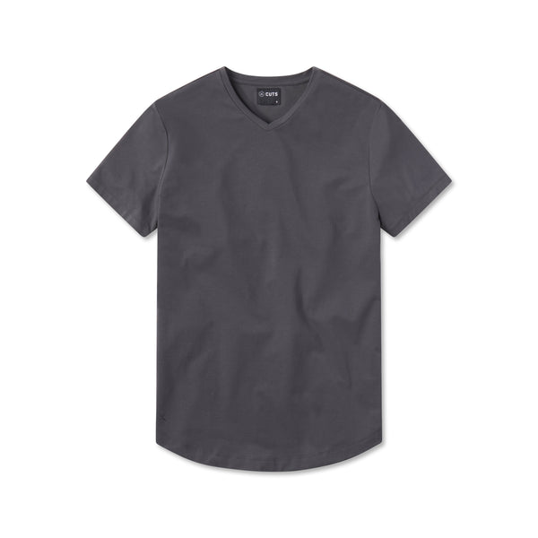 Cuts - AO V-Neck Curve Hem Tee - Graphite