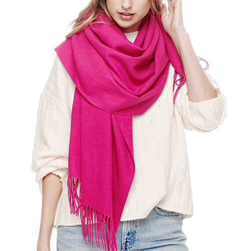 Cashmere Blend Oblong Scarf - Hot Pink