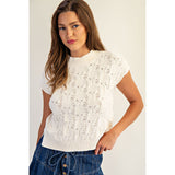 ee:some - Cable Knit Mock Neck Sweater - Off White