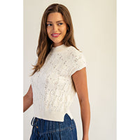 ee:some - Cable Knit Mock Neck Sweater - Off White