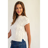 ee:some - Cable Knit Mock Neck Sweater - Off White