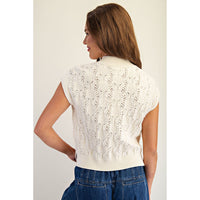 ee:some - Cable Knit Mock Neck Sweater - Off White