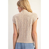 ee:some - Cable Knit Mock Neck Sweater - Oatmeal