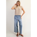 ee:some - Cable Knit Mock Neck Sweater - Oatmeal