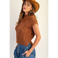 ee:some - Cable Knit Mock Neck Sweater - Cinnamon