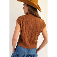 ee:some - Cable Knit Mock Neck Sweater - Cinnamon