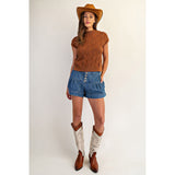ee:some - Cable Knit Mock Neck Sweater - Cinnamon