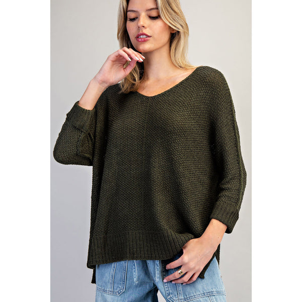ee:some - crew neck knit sweater - olive