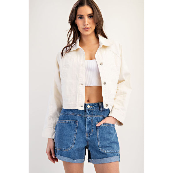 ee:some - Cropped Long Sleeve Jacket - Bone