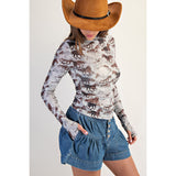 ee:some - Horse Print L/S Mesh - Ash Gray
