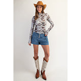 ee:some - Horse Print L/S Mesh - Ash Gray