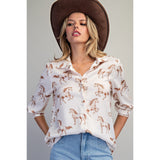 ee:some - Horse Printed Blouse - Cream