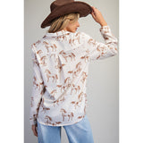 ee:some - Horse Printed Blouse - Cream