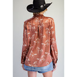 ee:some - Horse Printed Blouse - Rusty Amber