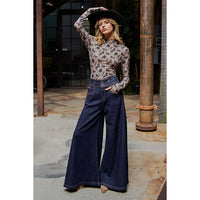 ee:some - Mesh Western Horse Graphic Mock Neck - Taupe