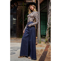 ee:some - Mesh Western Horse Graphic Mock Neck - Taupe