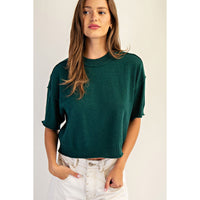 ee:some - Round Neck S/S Sweater - Juniper Green